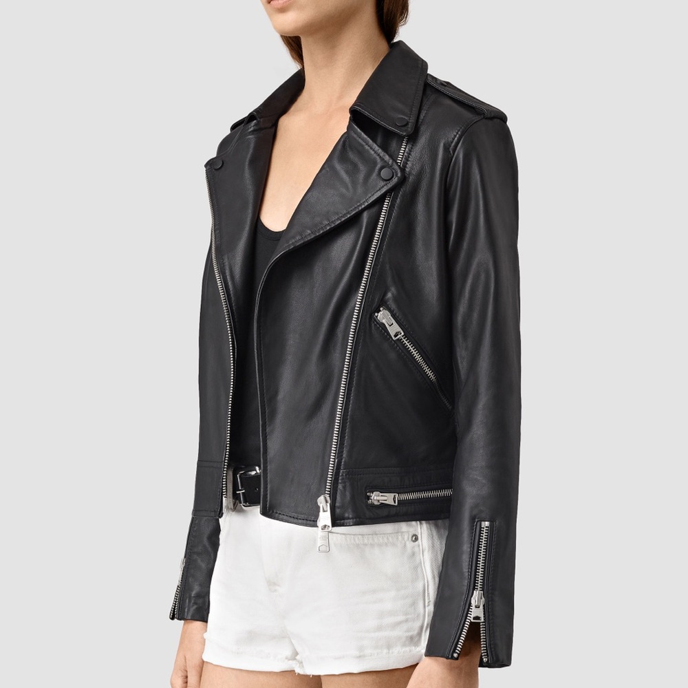 Allsaints Bourne Leather Biker Jacket - size 6